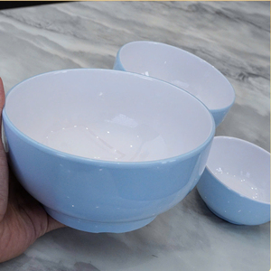Melamine Soup Dish Blue <b>White</b> Luxury Polished Durable 3pc <b>Set</b> Food Grade Certified Dishwasher Microwave Safe Non-Toxic - Product Image 2