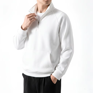 Sudadera de Forro Polar para Hombre, Color Marrón, Cierre de Cremallera de un Cuarto, Corte Regular, Cuello Alto, Estilo Casual para Otoño, Sudadera de Alta Calidad - Product Image 3