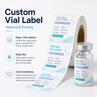 Étiquettes personnalisées pour flacons à motif moléculaire cyan, autocollants imperméables avec logo personnalisé pour flacons en verre de sérum peptidique