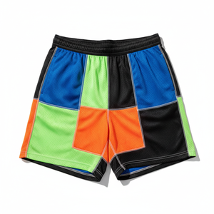 Shorts de sport en maille patchwork premium - Respirants, style streetwear athlétique, faible MOQ - Product Image 1