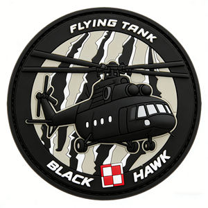 Parche de Goma con Relieve 3D de Flying Tank Black Hawk, Insignia Adhesiva Circular - Product Image 4