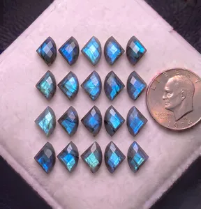 Pierre de Labradorite Naturelle de Forme Fantaisie, Multicolore, Fort Éclat Bleu, Pierre Libre 11x15mm 15x19mm pour Bagues et Pendentifs - Product Image 5