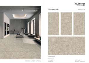 กระเบื้องพอร์ซเลนขัดเงาขนาด 600x1200 มม. ผิวมันเงา สำหรับปูพื้นและผนังภายในบ้านระดับพรีเมียม - Product Image 2