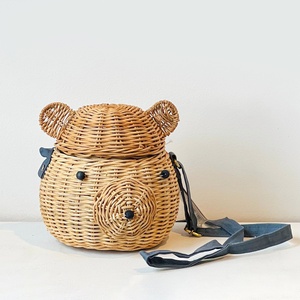 Bolsas de mimbre tejidas a mano para bebés, cestas de hombro de tamaño mini, cestas de regalo para niños, venta al por mayor. - Product Image 4