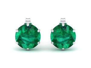 REYES Factory Wholesale Price 14K Solid Gold 2.57 Carat Emerald Gemstone Screw <b>Back</b> Stud <b>Earrings</b> For Women Fine Jewelry - Product Image 2