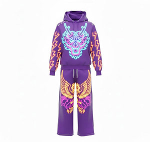 Sweat-shirt à capuche futuriste pour homme avec motifs néon et graphiques électroniques, style cyber vibrant - Product Image 4