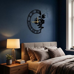 Elegant Semi Circle Floral <b>Design</b> <b>Wall</b> <b>Clock</b> Ideal For Bedroom And Dressing Area Adds Soft And Stylish Touch From India - Product Image 2