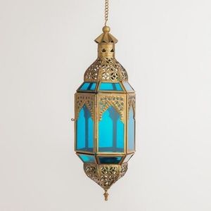 Handmade <b>Brass</b> <b>Lantern</b> With Colored Glass Panels Intricate Design For Home Decoration - Product Image 2