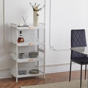 Multifunctional 4-Layer Kitchen Storage Cabinet with Door Bread Rack Microwave Rack - Product Image 3