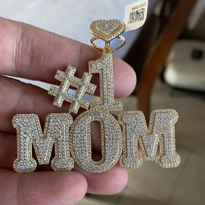 925 <b>Solid</b> Silver Full Iced Out Hip Hop Design Baugette VVS Moissanite Diamond <b>Name</b> Initial Number Letter Pendant Charm - Product Image 1