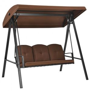 ชิงช้าระเบียง 3 ที่นั่ง สำหรับกลางแจ้ง พร้อมหลังคาปรับได้และเบาะรองนั่ง - Product Image 3
