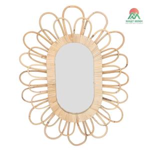 Rattan Wall <b>Mirror</b> Khaki Wooden Frame 50x38Cm Home Decor living room, bedroom, bathroom - Product Image 1