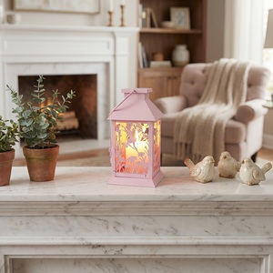 Designer Pink <b>Moroccan</b> <b>Lantern</b> with Decorative Floral Panels Candle Holder for Bedroom Nursery and Living Room - Product Image 4