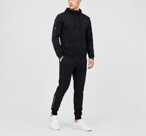 Chándal Unisex Negro con Capucha, Cierre de Cremallera, Corte Regular, Bolsillos Laterales, Transpirable, de Secado Rápido, Estilo Deportivo para Otoño - Product Image 2