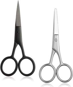 2 Pcs Stainless Steel 4Cr13 Medium Handle Right-Handed Grooming <b>Scissors</b> Set Straight Rounded Safety Tips + Black Sharp Cutting - Product Image 5