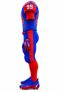 Custom American <b>Football</b> Uniform Set <b>Blue</b> Red Jersey Pants Gloves <b>Socks</b> Shoes Team Sportswear 100% Polyester Sublimation Printed - Product Image 3