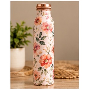 Handcrafted Hummingbird copper <b>Water</b> Bottle with <b>Bird</b> Design Portable Travel Thermos with Lid - Product Image 2