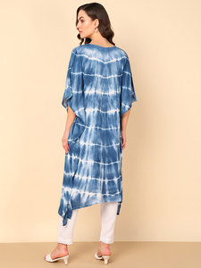 Caftán de rayón de diseñador de alta calidad, teñido con técnica tie-dye, para uso diario en verano, corte regular, cuello corazón, al mejor precio por parte del proveedor. - Product Image 4