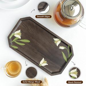 Plateau à collation en bois peint à la main Florence, plateau de service décoratif, plateau de service pour desserts, disponible à la vente au prix le plus bas - Product Image 4
