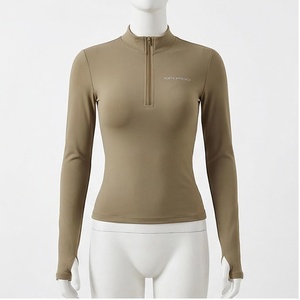 SOFTY APPROACH Camiseta de Yoga de Manga Larga con Cierre de Cremallera para Mujer, Color Sólido, Absorbente de Sudor, Transpirable, Ropa Deportiva - Product Image 6