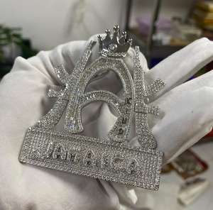 Colgante de Lujo con Letra Inicial Personalizada, Chapado en Oro, Plata de Ley 925, con Diamantes Moissanite VVS, Estilo Hip Hop - Product Image 5