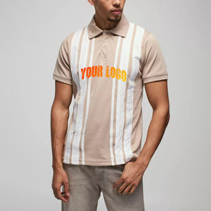 Polo Personalizado para Hombre con Bloques de Color, 100% Algodón, Corte Holgado, Manga Corta, Impresión Digital Personalizada con Logotipo, Estilo Hip Hop - Product Image 1