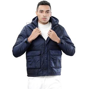 Veste matelassée d'hiver pour homme à col montant personnalisé, avec capuche intégrée, imperméable, coupe-vent, 100 % polyester, fermeture éclair - Product Image 1