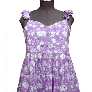 Robe longue trapèze indienne imprimée au bloc pour mariage, 100 % coton, idéale pour l'été, design moderne et élégant pour femme - Product Image 6