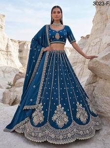 Conjunto de Lehenga Morado Bordado con Blusa de Satén y Dupatta, Vestido Estilo A para Bodas y Fiestas para Mujer - Product Image 4