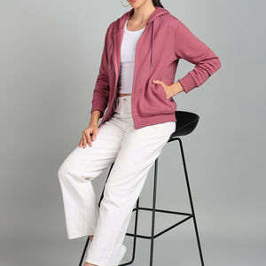 Sweat-shirt à capuche zippé personnalisé pour femme en molleton bouclette coupe classique décontractée – Fournisseur en gros - Product Image 4