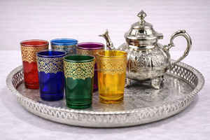 Service à thé marocain en alliage d'aluminium, best-seller, dans un coffret cadeau pour mariages - Product Image 3