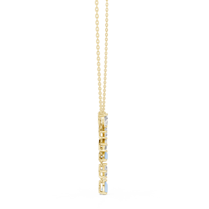 Pendentif en or jaune avec diamants et pierres multiples, collier goutte, bijoux pour femme (formes marquise, poire, baguette, ovale) - Product Image 2