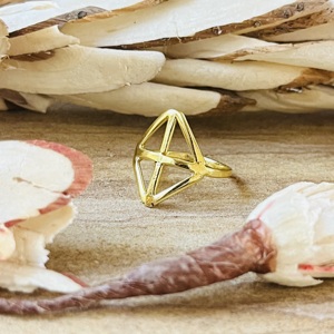 Anillo Geométrico de Diseño Único con Forma de Rombo, Anillos Minimalistas de Latón para Mujer, Chapado en Oro de 18k, Joyería con Forma de Diamante, Venta al Por Mayor/OEM/ODM - Product Image 5