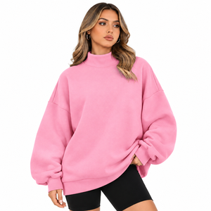 <b>Women</b>’s Cozy Mock Neck Pullover Oversized Relaxed <b>Long</b> Sleeve Design Casual Soft Everyday <b>Sweatshirt</b> - Product Image 2