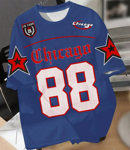 Camiseta Gráfica Chicago 88 Personalizada para Hombre, Primavera-Verano, Directo de Fábrica, Estilo Urbano, Poliéster Transpirable - Product Image 1