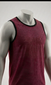 Men's Maroon <b>Mesh</b> Tank Top Round Neck Sleeveless Breathable Regular Fit All Seasons 100% Polyester - Product Image 1