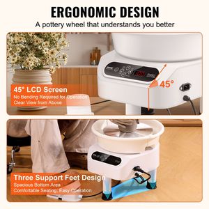 Tourne-poterie électrique 350W à entraînement direct avec roue en céramique de 10 pouces, pour artisanat DIY, avec 3 pieds de support - Product Image 6