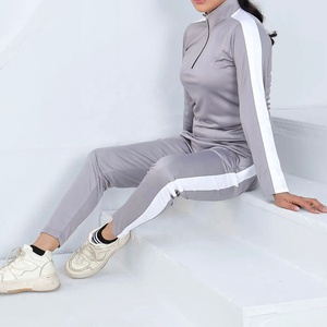 Women OEM <b>Sweater</b> Knitted Women Tracksuit Sets Moisture-Wicking And Quick-Dry Performance Stand Collar With Half Zip - Product Image 4