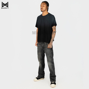 T-shirt court vintage noir personnalisé avec logo OEM pour homme, coupe ample, streetwear, coton, best-seller, fabricant MAANIFY - Product Image 2