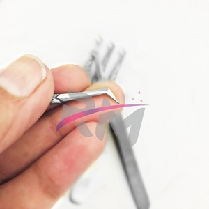 Pince à épiler professionnelle RMI pour extensions de cils, haute qualité, logo personnalisable, poignée lisse/diamantée - Product Image 3