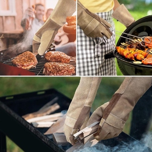Guantes de Soldadura de Cuero Vacuno de Alto Rendimiento con Refuerzo de Piel, Guantes de Protección Personal de Seguridad Industrial para Bomberos - Product Image 5