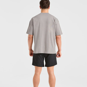 เสื้อยืดลำลองระบายอากาศได้ดี ทรงโอเวอร์ไซส์ ผ้าฝ้ายสำหรับผู้ชาย ทรงบ็อกซี่ แขนสั้น ไหล่ตก เนื้อผ้าหนา - Product Image 2