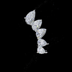 Pear Cut Lab Grown Diamond <b>Climber</b> Stud <b>Earrings</b> 10K 14K 18K Gold 925 935 Silver Wedding Fine Jewelry - Product Image 3