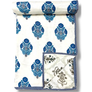 Ethnic Luxury Handmade <b>Block</b> Printed Cotton Dohar All-Season Give Looks Luxury Your Bedroom In All Occasion Buy At Bulk - Product Image 1