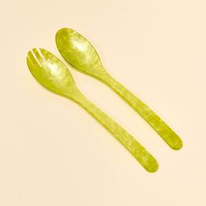 Handmade Collection Resin <b>Salad</b> Servers Set Orange Swirl Marble Texture Dishwasher Safe Manual <b>Salad</b> <b>Tools</b> - Product Image 3