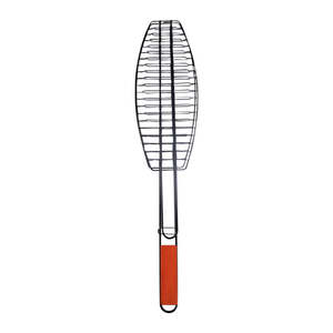 Fish <b>BBQ</b> Hand Grill Basket Stainless Steel Wooden Handle Grilling Net Barbecue Cooking Tool Durable Reusable - Product Image 1