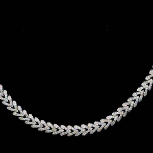 Colar de prata com moissanite, estilo Chevron, cravejado, luxuoso, tipo corrente de tênis, para homens e mulheres. - Product Image 3