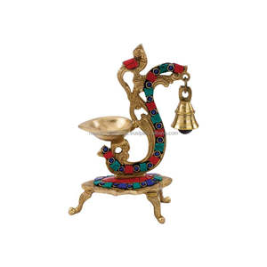 Hand-Carved Floral Brass Diya - Product Image 2