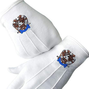 Guantes de Algodón Blanco con Emblema Masónico, Largos hasta la Muñeca, Impresión por Transferencia de Calor, Transpirables, Casuales, Estilo Liso para Primavera y Otoño - Product Image 1
