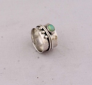 Vintage Style Ethiopian Fire Opal Bezel Setting Band <b>Ring</b> Solid Sterling <b>Silver</b> Twisted Patterned Handmade <b>Boho</b> Artisan Jewelry - Product Image 3